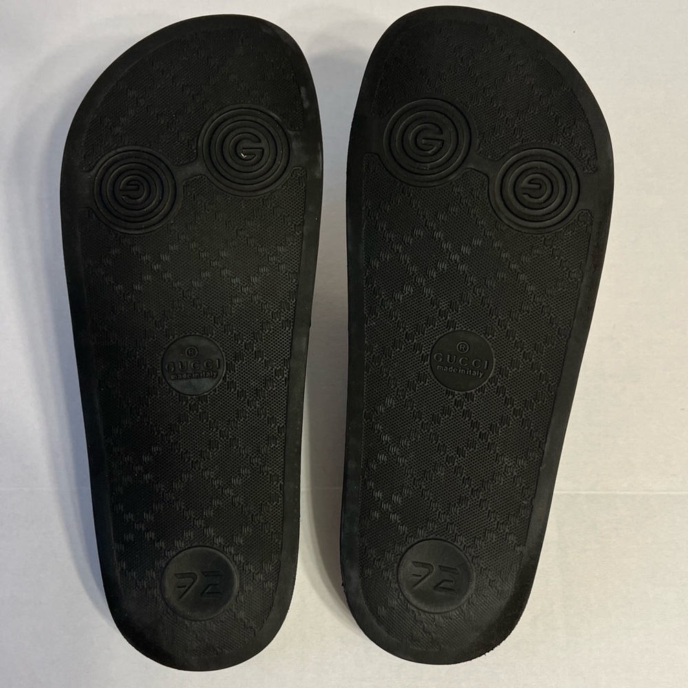 Gucci WEB RUBBER Slides IN BLACK Blue / Red & White Sandals men’s UK size 6 - Picture 7 of 12